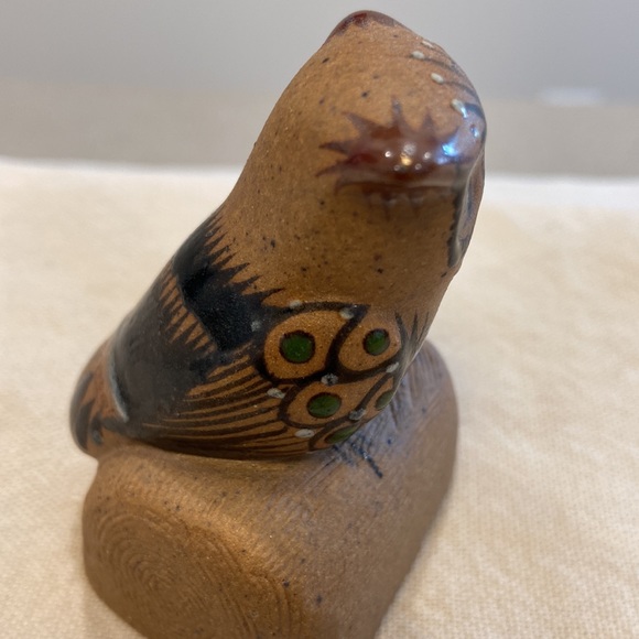 Vintage Tonala Mexican Pottery Owl on Branch signed Perez - Picture 6 of 16